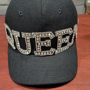 Black Rhinestone Embellished Cap